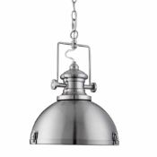 (Jb) RRP £120 Lot To Contain 3 Boxed Searchlight Industrial Pendants In Satin Silver Finish