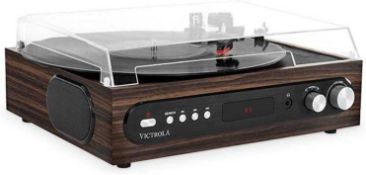 (Jb) RRP £100 Lot To Contain 1 Boxed Victrola 3 Speed Bluetooth Turntable With Removable Dust Ckcet