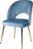 RRP £145 Boxed Wayfair Coupland Upholstered Dining Chair In Blue (Jg)