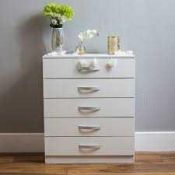 (Jb) RRP £125 Lot To Contain 1 Boxed Wayfair Arkadij 5 Drawer Chest In White Finish