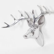 RRP £180 Unboxed Culinary Concepts Decorative Stag Head In Silver Wall Decoration (Jg)