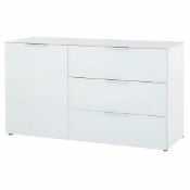 (Db) RRP £440 Lot To Contain One Boxed Amber White Sideboard In Glass Top And Fronts With 1 Door. 62
