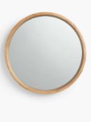 (Jb) RRP £180 Lot To Contain 1 Boxed John Lewis And Partners Thin Oak Wood Frame Round Wall Mirror (