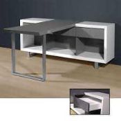 (Db) RRP £680 Lot To Contain One Boxed Media Office Computer Desk In High Gloss White And Grey. 90Cm