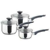 (Jb) RRP £75 Lot To Contain 1 Boxed Prestige Cook And Strain 3 Piece Saucepan Set (4790651)