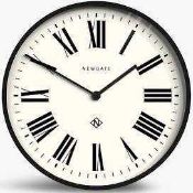 RRP £140 Unboxed Newgate Italian Wall Clock In Black And White (Jg)