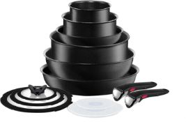 RRP £230 Boxed Tefal Ingenio Expertise 13 Piece Set In Black (Jg)