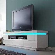 (Db) RRP £595 Lot To Contain One Boxed Odessa Led High Gloss Tv Stand With 5 Drawers In White.