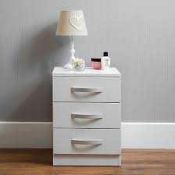 (Jb) RRP £75 Lot To Contain 1 Boxed Wayfair Arkadij 3 Drawer Bedside Table Unit In White Finish