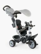 RRP £115 Boxed Smoby Baby Driver Comfort Tricycle In Grey (Jg)