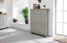 (Jb) RRP £140 Lot To Contain 1 Boxed 12 Pair Shoe Storage Cabinet In Grey Finish
