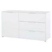 (Db) RRP £440 Lot To Contain One Boxed Amber White Sideboard In Glass Top And Fronts With 1 Door. 62