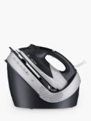 RRP £100 Boxed John Lewis Steam Generator Iron Black White And Silver (Jg)