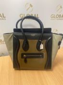 RRP £1,500 Celine Luggage Tricol Handbag, Céline 'Mini Luggage'. Open with A Zipper On Top And Is