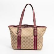 RRP £1030 Gucci Web Shoulder Tote Handbag Beige/Pink - AAQ9695 - Grade AB - (Bags Are Not On Site,