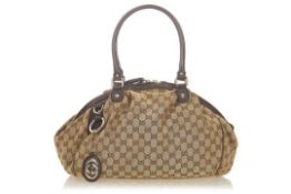 RRP £1200 Gucci Sukey Top Handle Beige/Brown Canvas Shoulder Bag Grade A AAN0121 (Appraisals