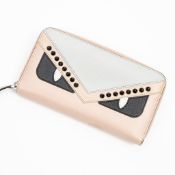 RRP £675 Fendi Crayon Monsters Zip Around Wallet Light Pink/Grey/Beige/Black - AAR1281 - (Bags Are