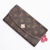 RRP £780 Louis Vuitton Blooming Flowers Emilie Wallet Brown/Rose Ballerine/Hot Pink - AAS8043 -