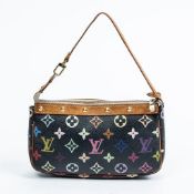 RRP £1040 Louis Vuitton Ltd. Ed. "Takashi Murakami Multicolore" Accessory Pouch Shoulder Bag Black -