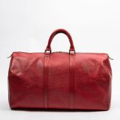 RRP £1340 Louis Vuitton Keepall Black Stitching Travel Bag Red - AAS0133 - Grade AB - (Bags Are