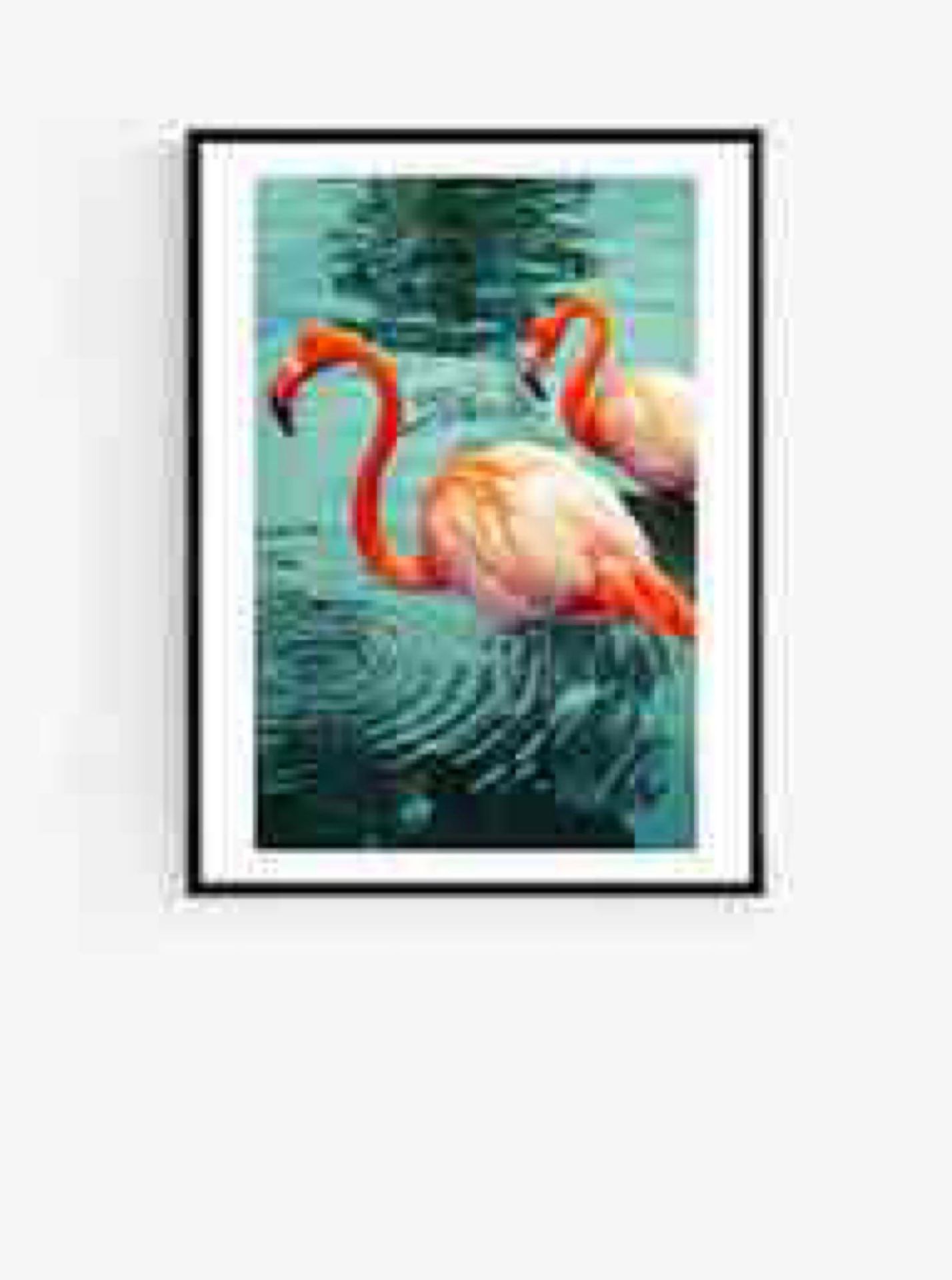 RRP £140 1 Packaged East End Prints Honeymoon Hotel Flamingoes Wood Framed Print