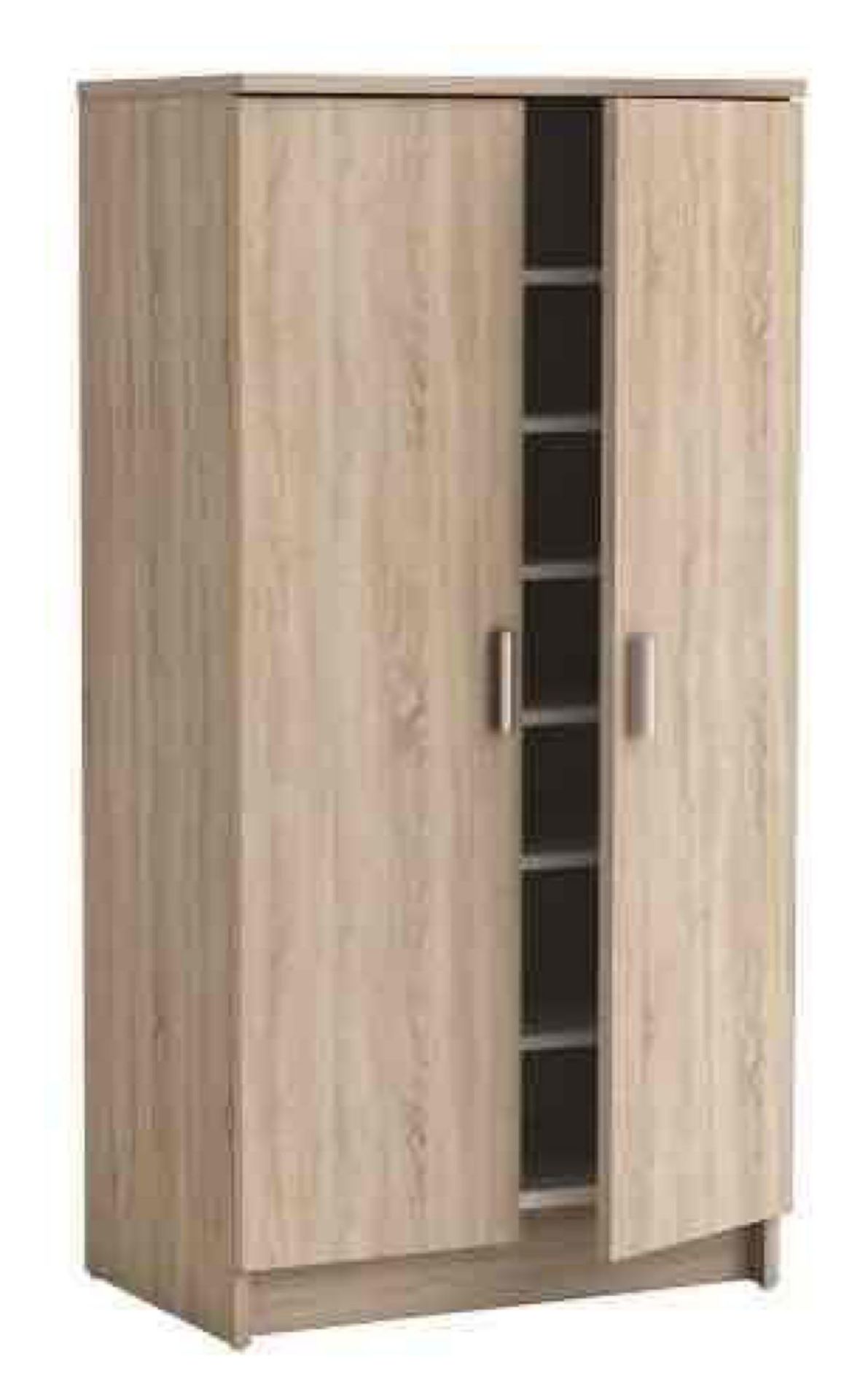 (Db) RRP £135 Lot To Contain One Boxed Devon Shoe Storage Cabinet In Brushed Oak With 2 Doors In Bru