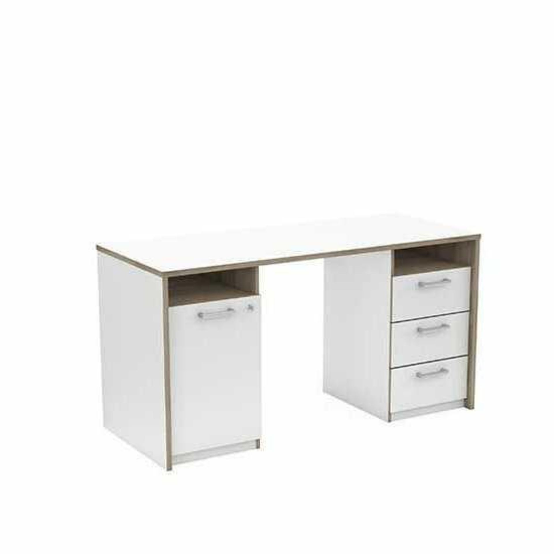 (Db) RRP £310 Lot To Contain One Boxed Maison Computer Desk In Matt White And Oak With 1 Door. 75.7