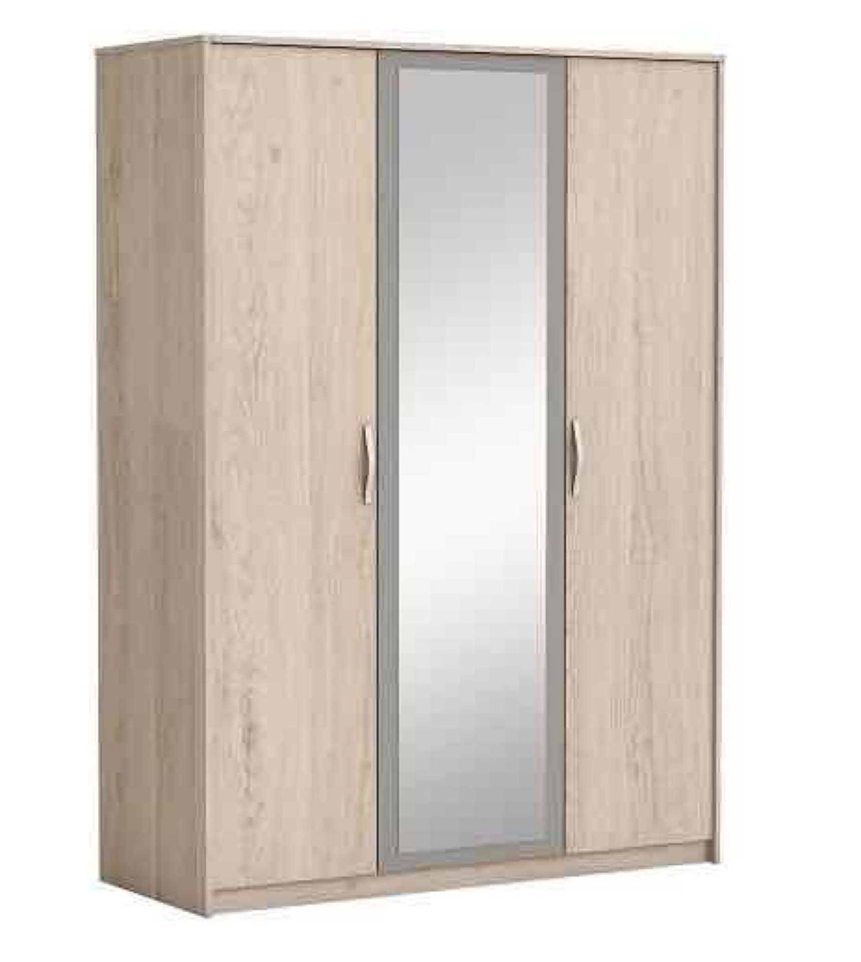 (Db) RRP £410 Lot To Contain 1 Boxed Magnum Mirror Wardrobe In Arizona Oak And Clay With 3 Doors. 19