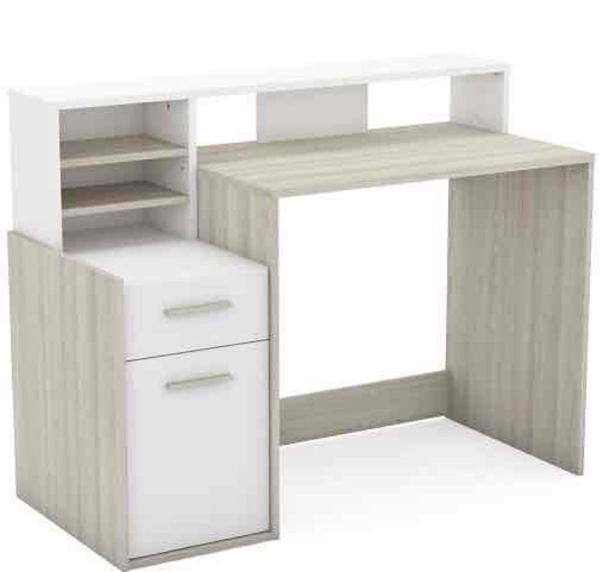 (Db) RRP £290 Lot To Contain One Boxed Squire Wooden Computer Desk In Shannon Oak And Pearl White. 9