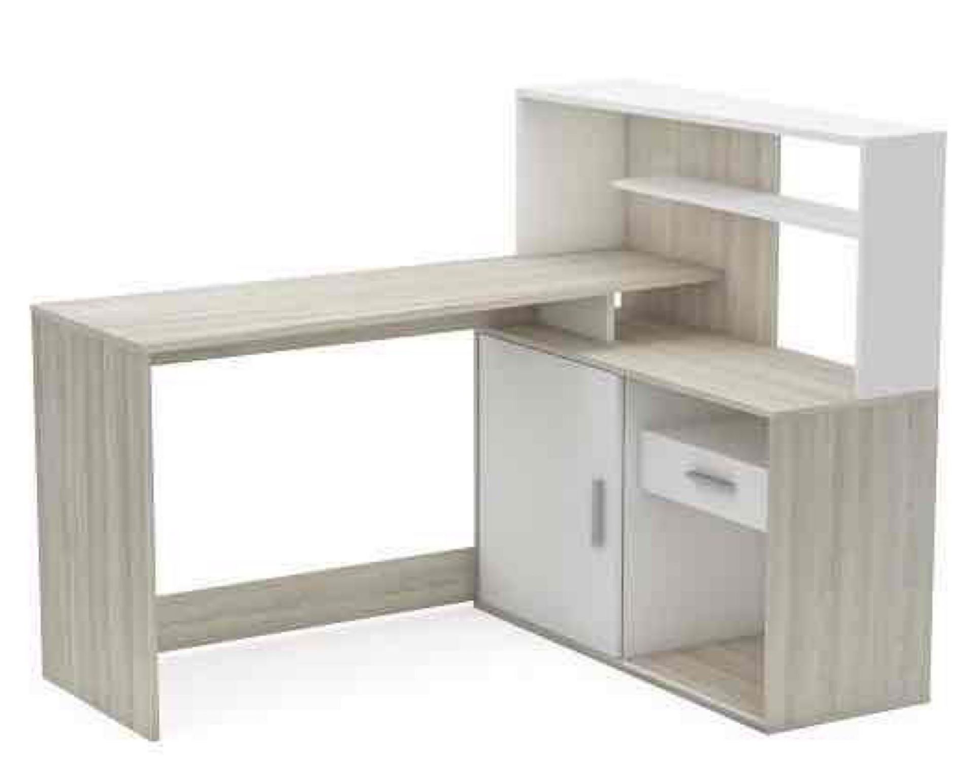 (Db) RRP £340 Lot To Contain One Boxed Cavalli Corner Computer Desk In Shannon Oak And Pearl White.