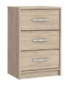 (Db) RRP £90 Lot To Contain One Boxed Birlea Wooden Bedside Cabinet In Brushed Oak With 3 Drawers. H