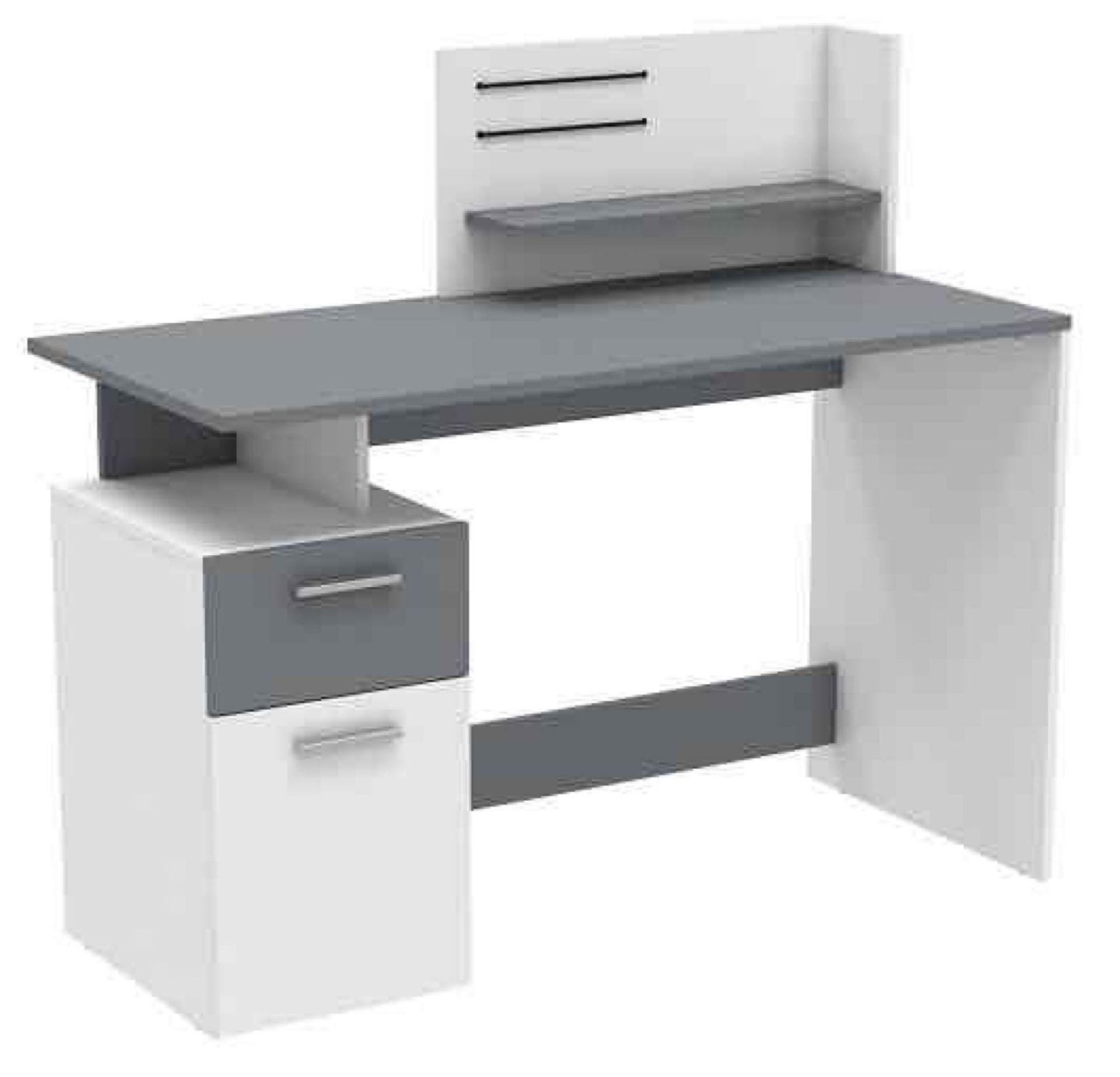 (Db) RRP £170 Lot To Contain One Boxed Willey Wooden Computer Desk In White And Graphite Grey. Heigh