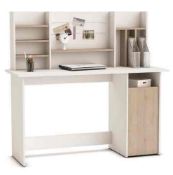 (Db) RRP £290 Lot To Contain One Boxed Alanya Wooden Computer Desk In Brushed Oak And Pearl White. H