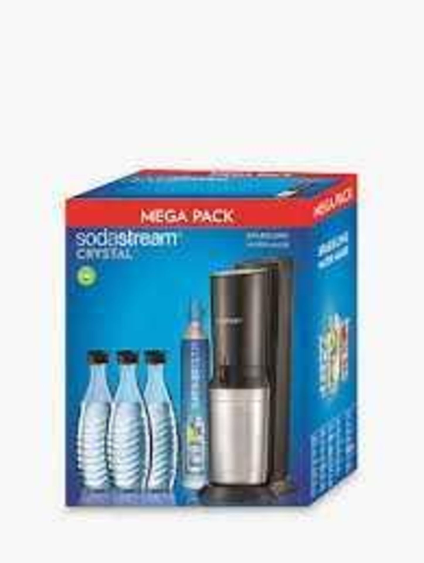 RRP £120 Lot To Contain 1 Boxed Sodastream Crystal Sparkling Water Maker & 3 Carafes Mega Pack, 60L