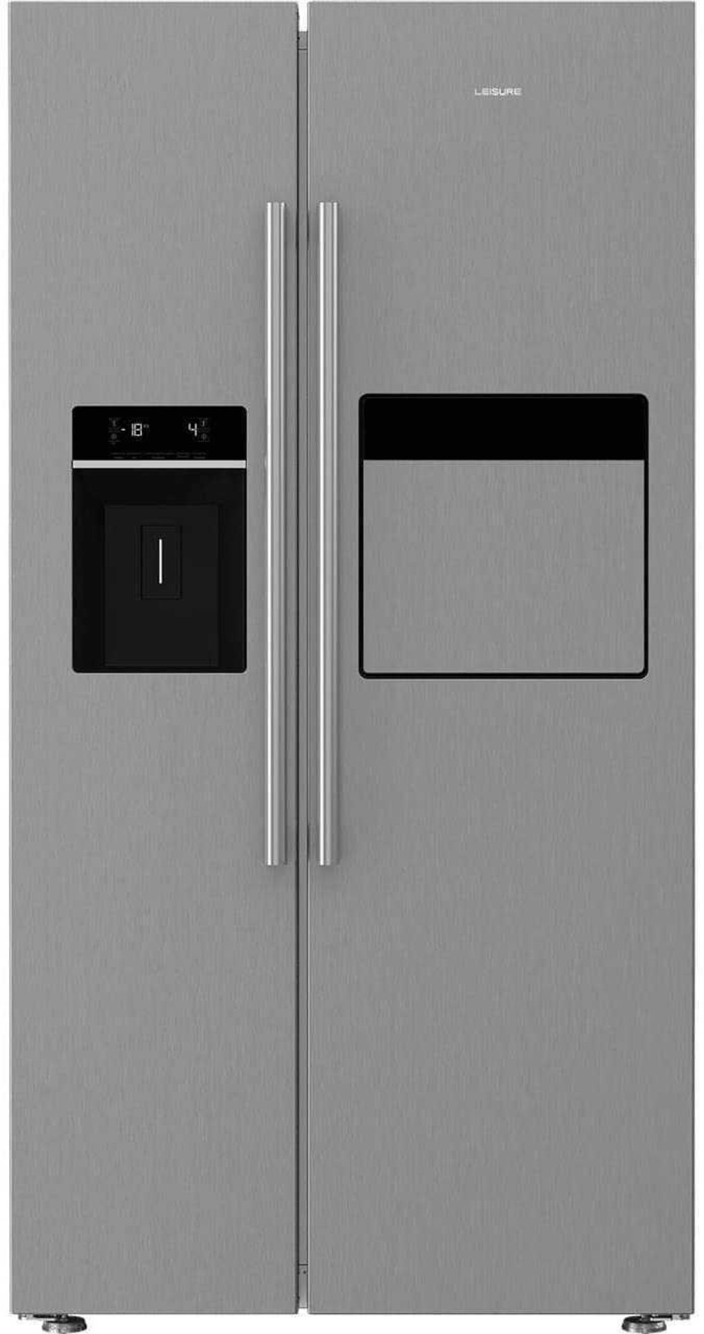 (Sp) RRP £470 Lot To Contain 1 Leisure Lasp41Mpx Brushed Steel American Fridge Freezer 91Cm