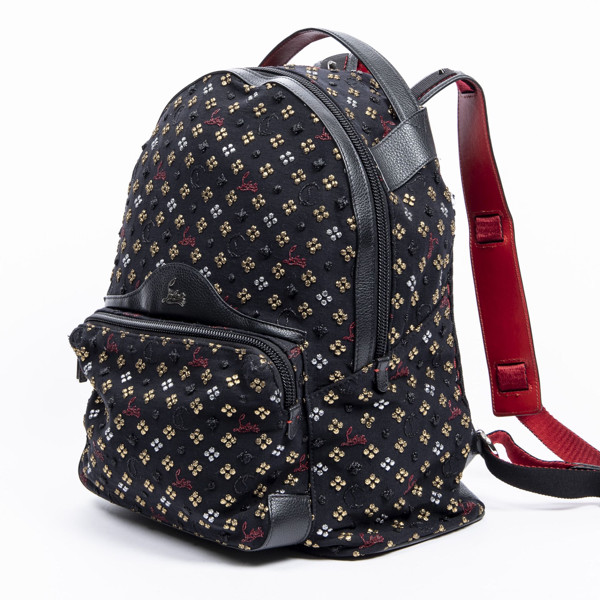 RRP £1,550.00 Lot To Contain 1 Christian Louboutin Canvas Backloubi Jacquard Backpack In Black - - Image 2 of 4