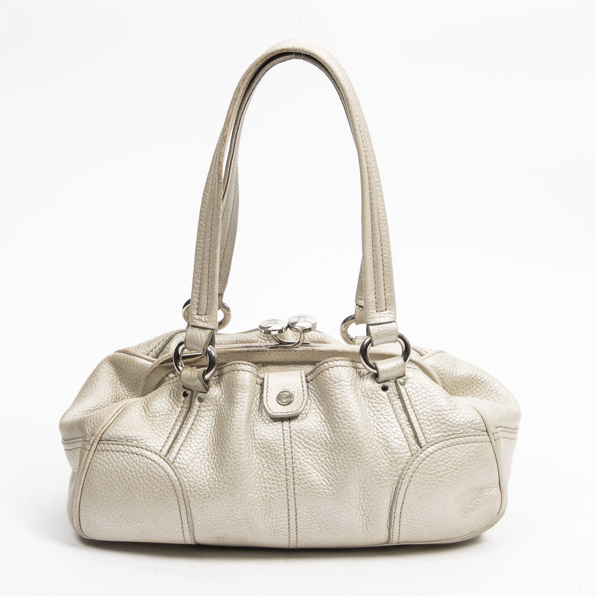 RRP £760.00 Lot To Contain 1 Celine Calf Leather Bowling Bag Shoulder Bag In Beige - 34*22*17cm - AB