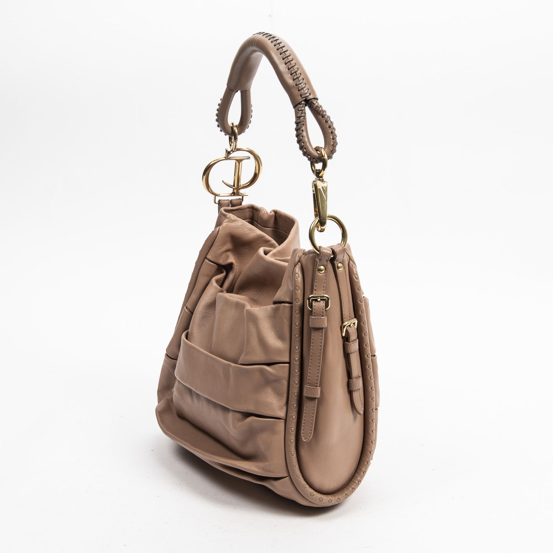 RRP £950.00 Lot To Contain 1 Dior Calf Leather Pleated Hobo Shoulder Bag In Beige - 32*35*10cm - A - - Image 2 of 4