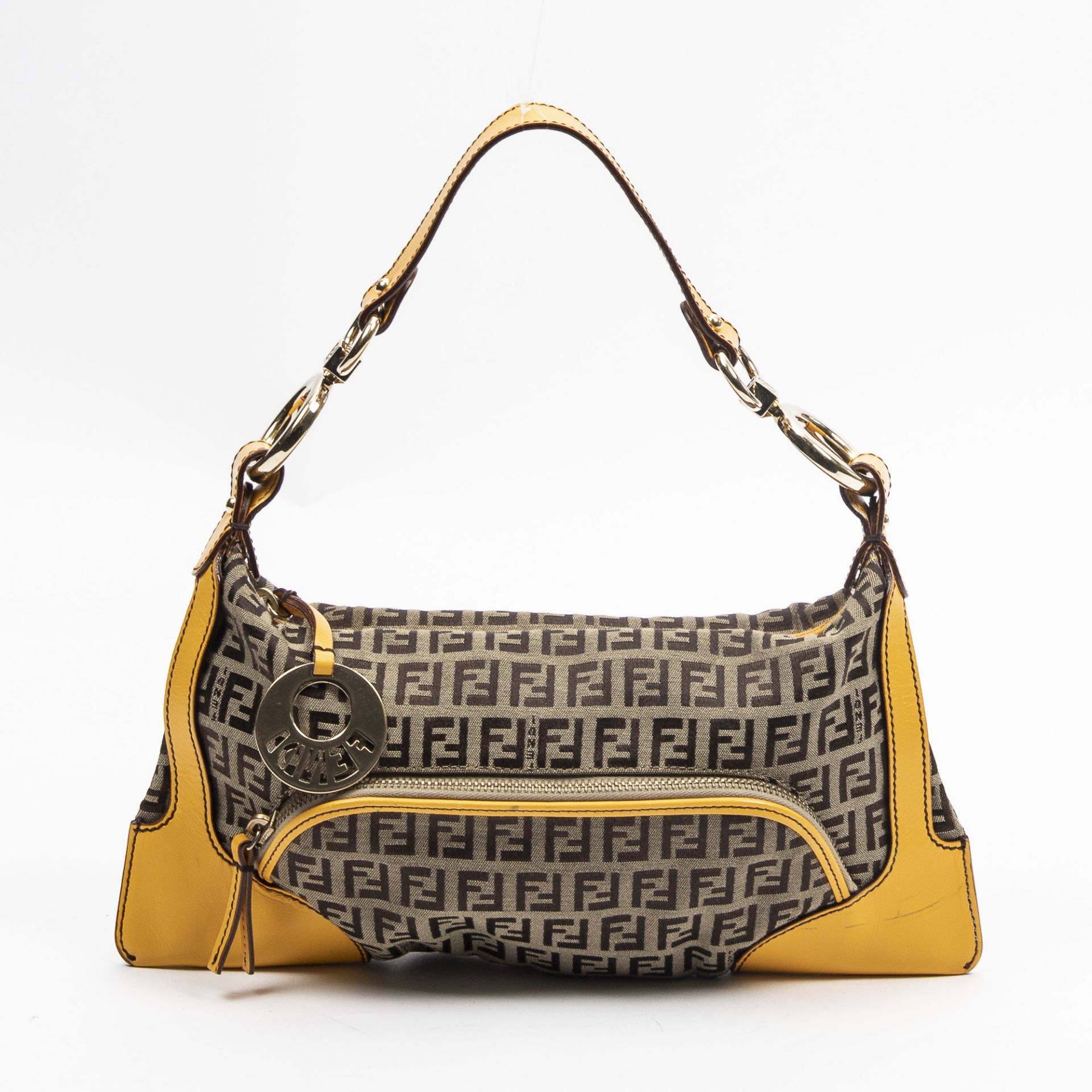 RRP £1,350.00 Lot To Contain 1 Fendi Canvas Mini Front Zip Shoulder Tote Shoulder Bag In Brown/
