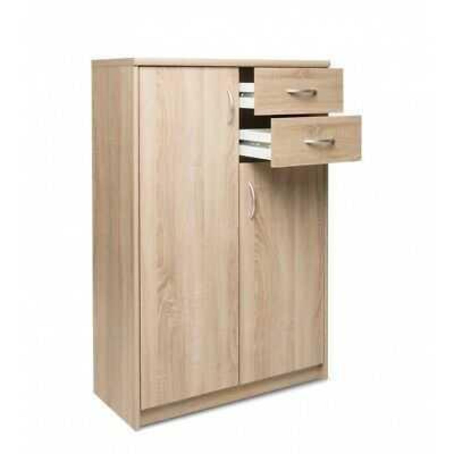 (Jb) RRP £160 Lot To Contain 1 Boxed 2 Drawer 2 Door Cabinet Sideboard In Natural Style(Condition