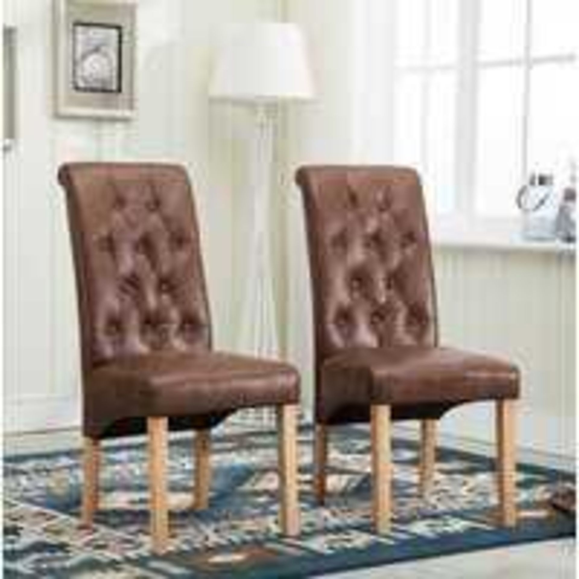 (Dd) RRP £225 Lot To Contain 1 ( X 1 Nichols Upholstered Dining Chair) ( X 1 Pair Anya Tufted Linen - Image 2 of 3