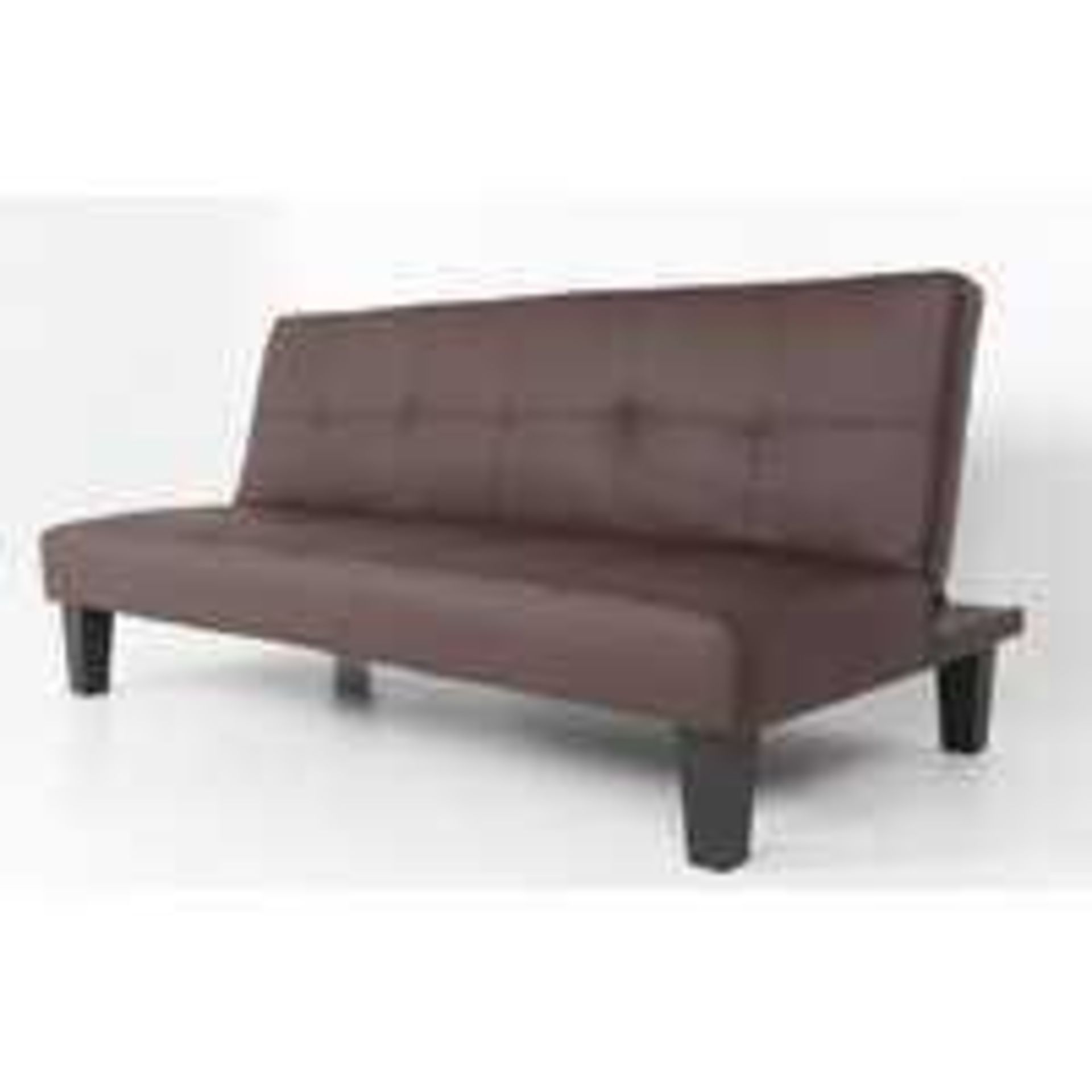 RRP £400 Lot To Contain 1 X Unpackaged Brown Leather Lay Down Sofa Bed With Square Sticking (Jm)