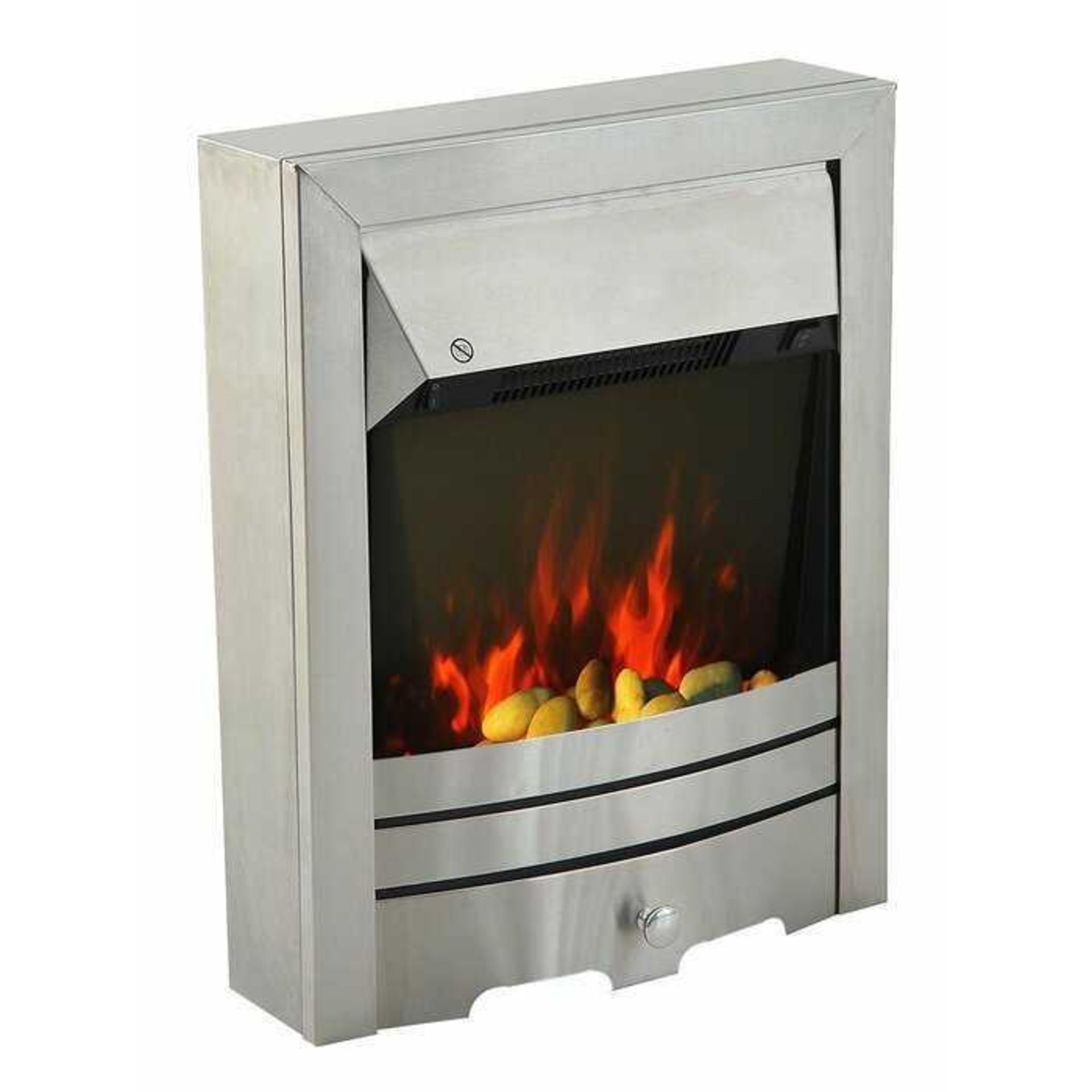 RRP £150 Lot To Contain X1 Boxed Item Stainless Steel Electric Fireplace