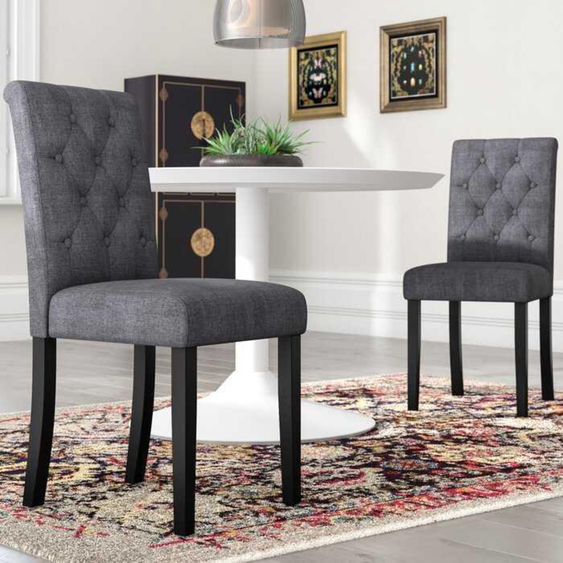 RRP £130 Lot To Contain 1X Boxed Set Of 2 Brick And Barrel Upholstered Dining Chair (Tr)