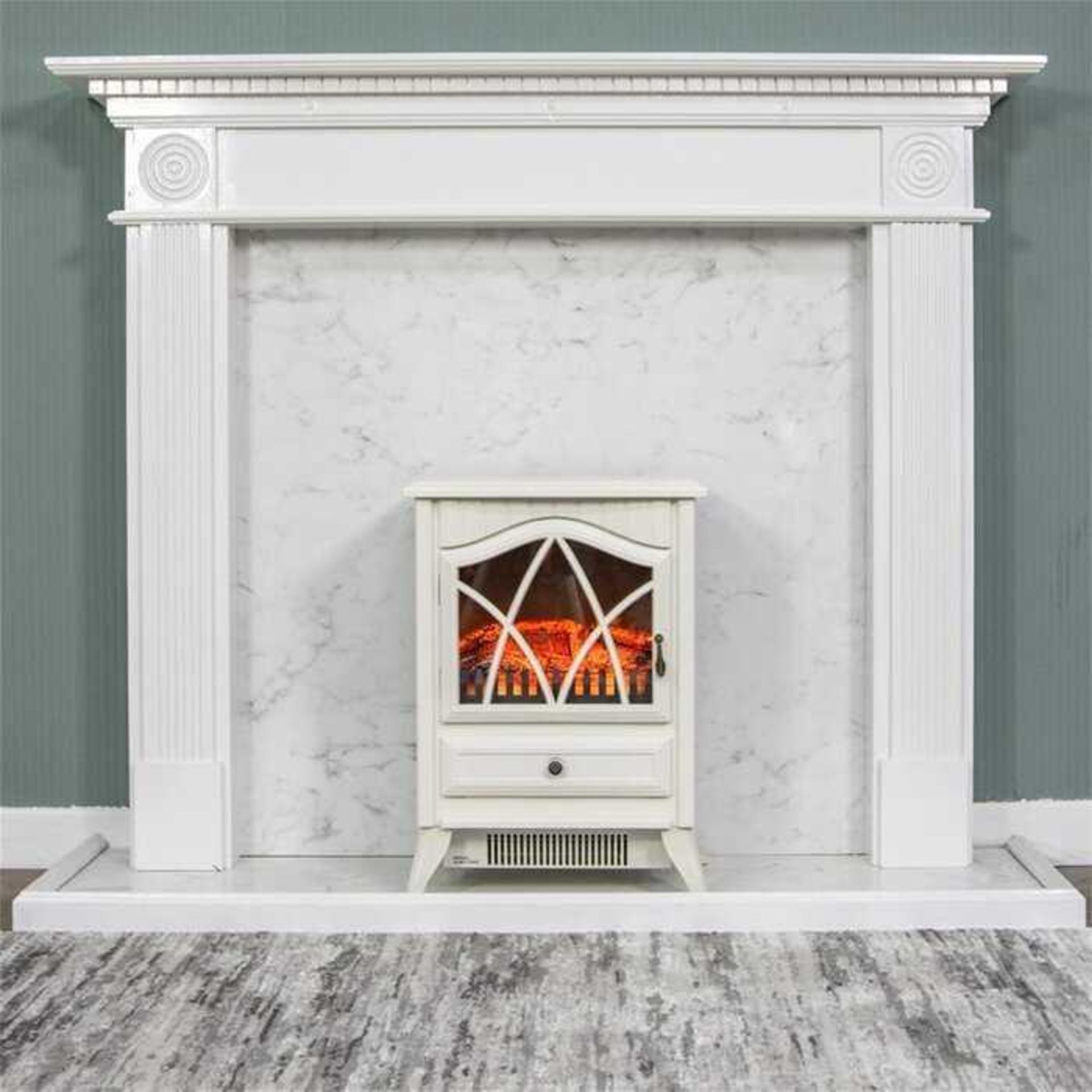 RRP £390 Lot To Contain 1X Boxed Minka Rosalind Wheeler Electric Stove (Tr) - Image 2 of 4