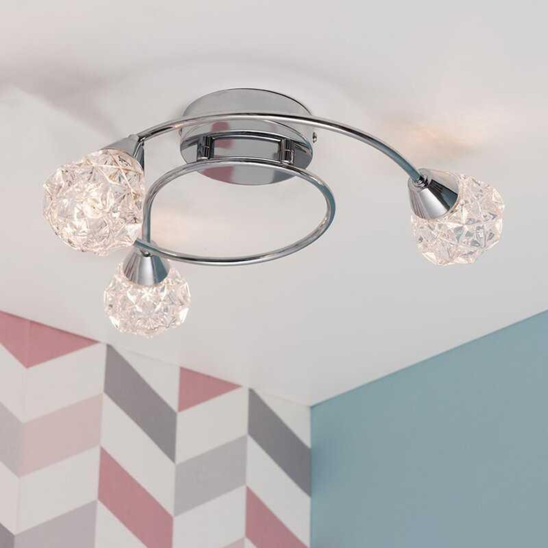 RRP £250 Lot To Contain 2X Boxed Goodson Swirl 3-Light Semi Flush Mount 1X Piper 3-Light Candle-Sty - Image 2 of 3