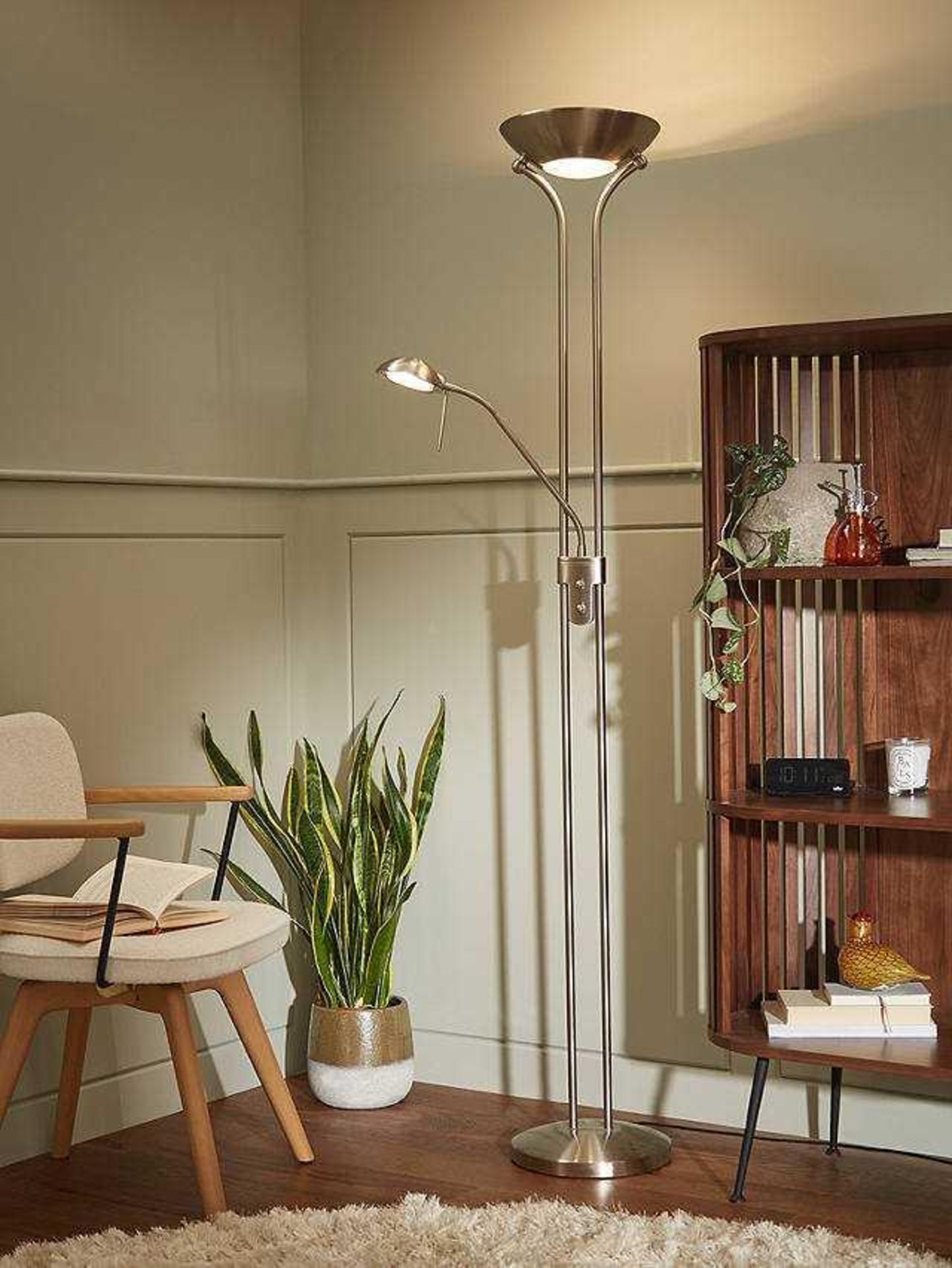 (Sp) RRP £170 Lot To Contain 2X John Lewis & Partners Zella Led Uplighter And Reading Floor Lamp, S
