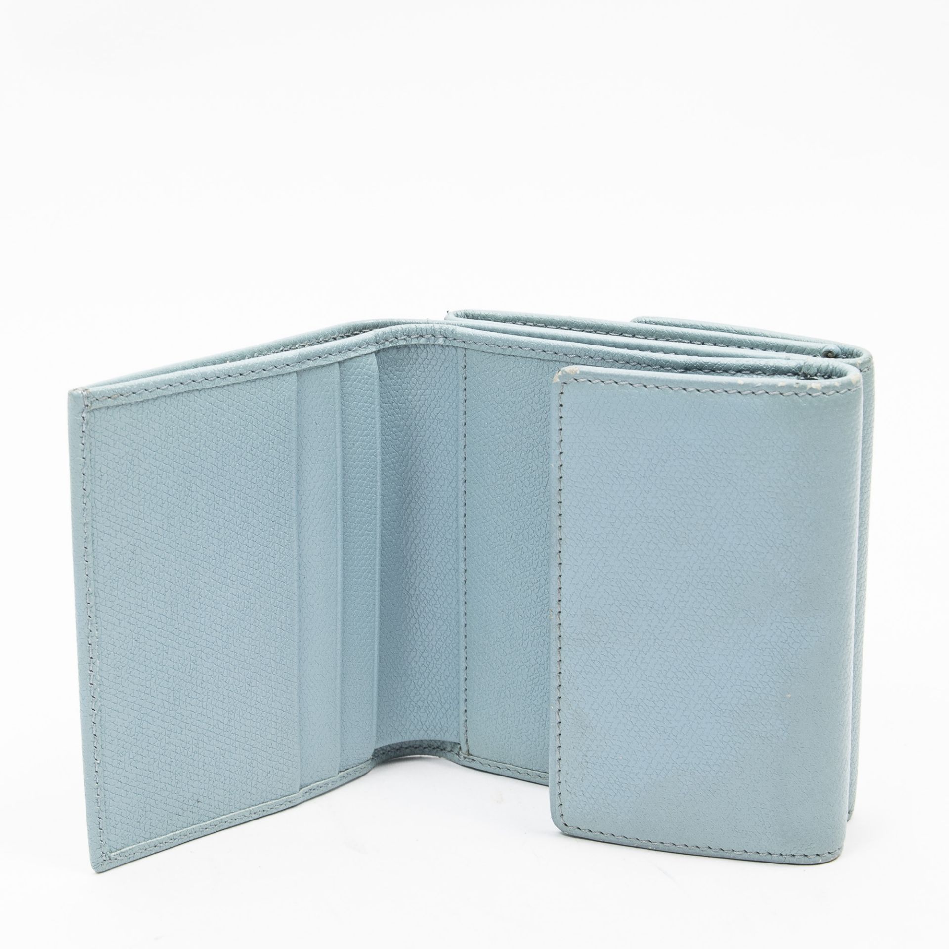 RRP £825.00 Lot To Contain 1 Chanel Calf Leather CC Button Bifold Compact Wallet In Light Blue - - Image 4 of 4