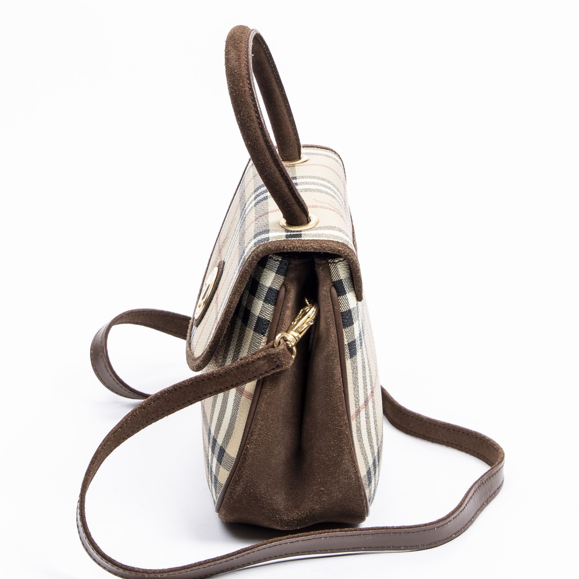 RRP £775.00 Lot To Contain 1 Burberry Coated Canvas Vintage Burberrys Top Handle Crossbody Flap - Image 3 of 4