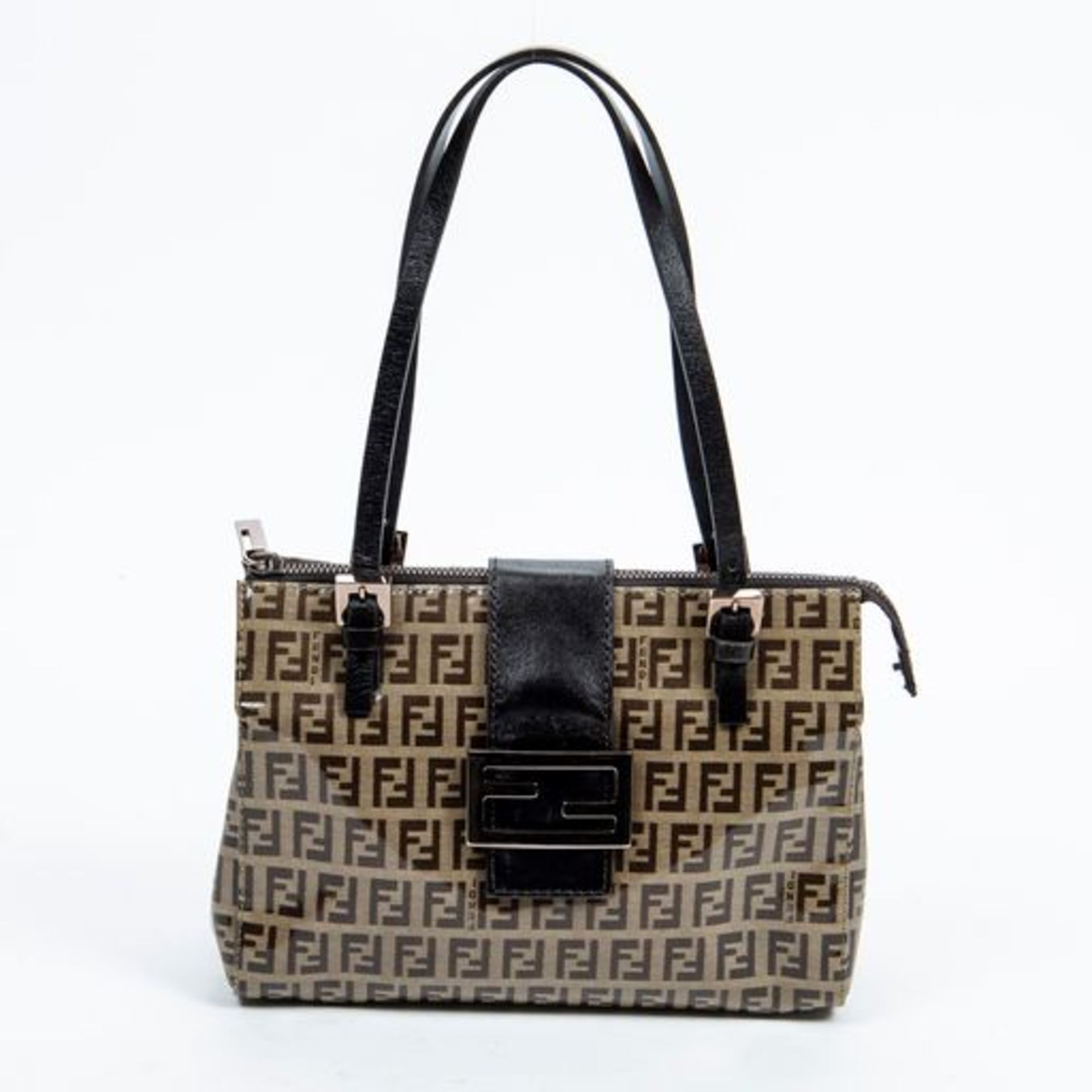 RRP £1,020.00 Lot To Contain 1 Fendi Coated Canvas Small Tote Shoulder Bag In Brown - 23*17*9cm -